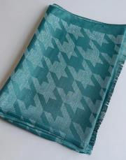 moire desenli simli şal yeşil