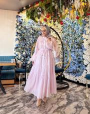 fırfır detay kat kat elbise pembe 3