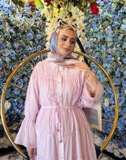 fırfır detay kat kat elbise pembe 4