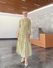 fırfır detay kat kat elbise mint 2