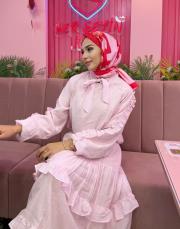 fular detaylı kat kat etekli takım pembe 6