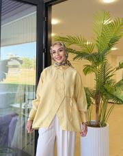 asimetrik basic gömlek sarı