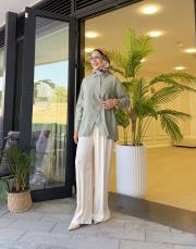 asimetrik basic gömlek mint