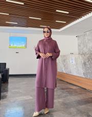 uzun gömlekli takım mürdüm