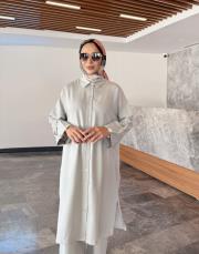 uzun gömlekli takım gri 4