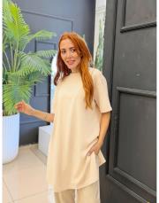 tivo kısa kol basic t-shirt bej