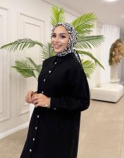 uzun basic müslin gömlek siyah 3