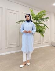 uzun basic müslin gömlek bebe mavisi 3