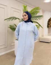 uzun basic müslin gömlek bebe mavisi 4