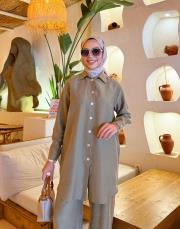 luva tencel gömlek haki