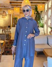 luva tencel gömlek indigo