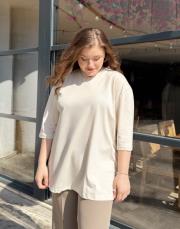 monel v yaka basic t-shirt bej 4