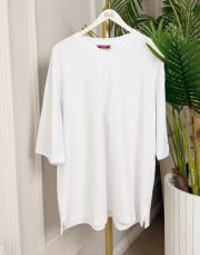 monel v yaka basic t-shirt beyaz