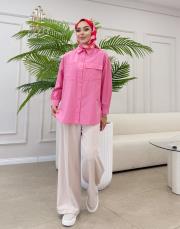 yandan bağlama detay gömlek fuşya 3