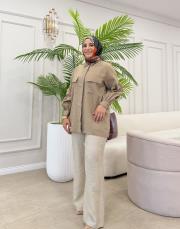 balon kol gömlek haki