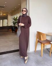 ince basic elbise kahve 2