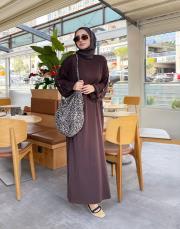 ince basic elbise kahve 3