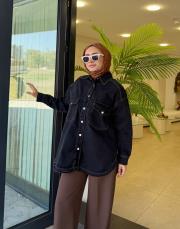 basic kot ceket siyah