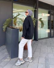 düğme detay kot ceket siyah 3