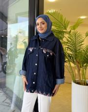 düğme detay kot ceket laci