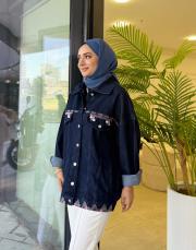 düğme detay kot ceket laci 4