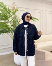 eskitme detay kot ceket lacivert