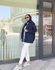 eskitme detay kot ceket lacivert 2