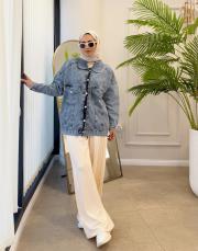 eskitme detay kot ceket mavi 2