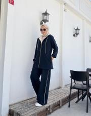 calira kapüşonlu hırka lacivert 6