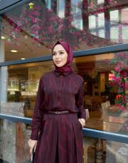 desenli saten takım bordo 5