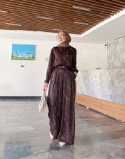 desenli saten takım kahve 2