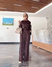 desenli saten takım kahve 4