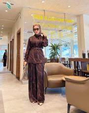 desenli saten takım kahve 5