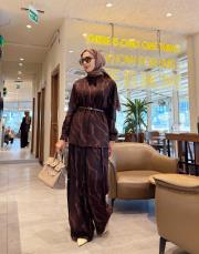 desenli saten takım kahve 6