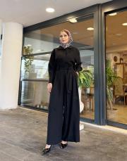 pelerin detay tulum siyah