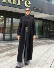 angora uzun hırka siyah