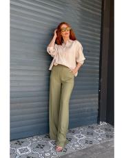 mossy keten bol paça pantolon haki