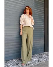 mossy keten bol paça pantolon haki 2