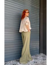 mossy keten bol paça pantolon haki 3