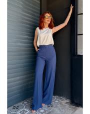 mossy keten bol paça pantolon indigo