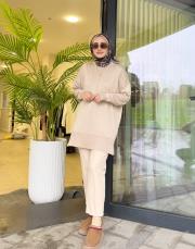 jeyla ince basic triko tunik vizon