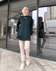 jeyla ince basic triko tunik zümrüt