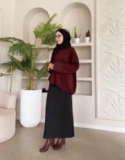 nesa önü oval basic kazak bordo