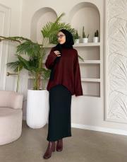 nesa önü oval basic kazak bordo 2