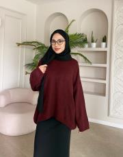 nesa önü oval basic kazak bordo 3