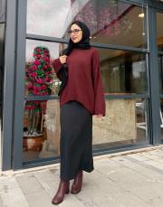 nesa önü oval basic kazak bordo 4