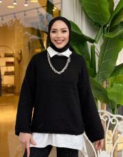 ponpon detay triko siyah 2