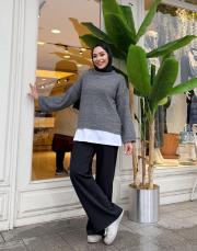 ponpon detay triko gri 2