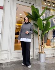 ponpon detay triko gri 3