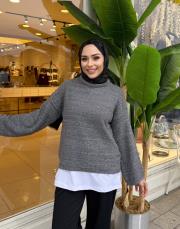 ponpon detay triko gri 4